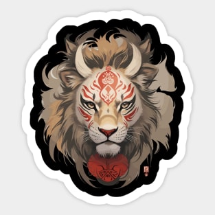 The Roaring Majesty: Neo-Traditional Lion King Sticker